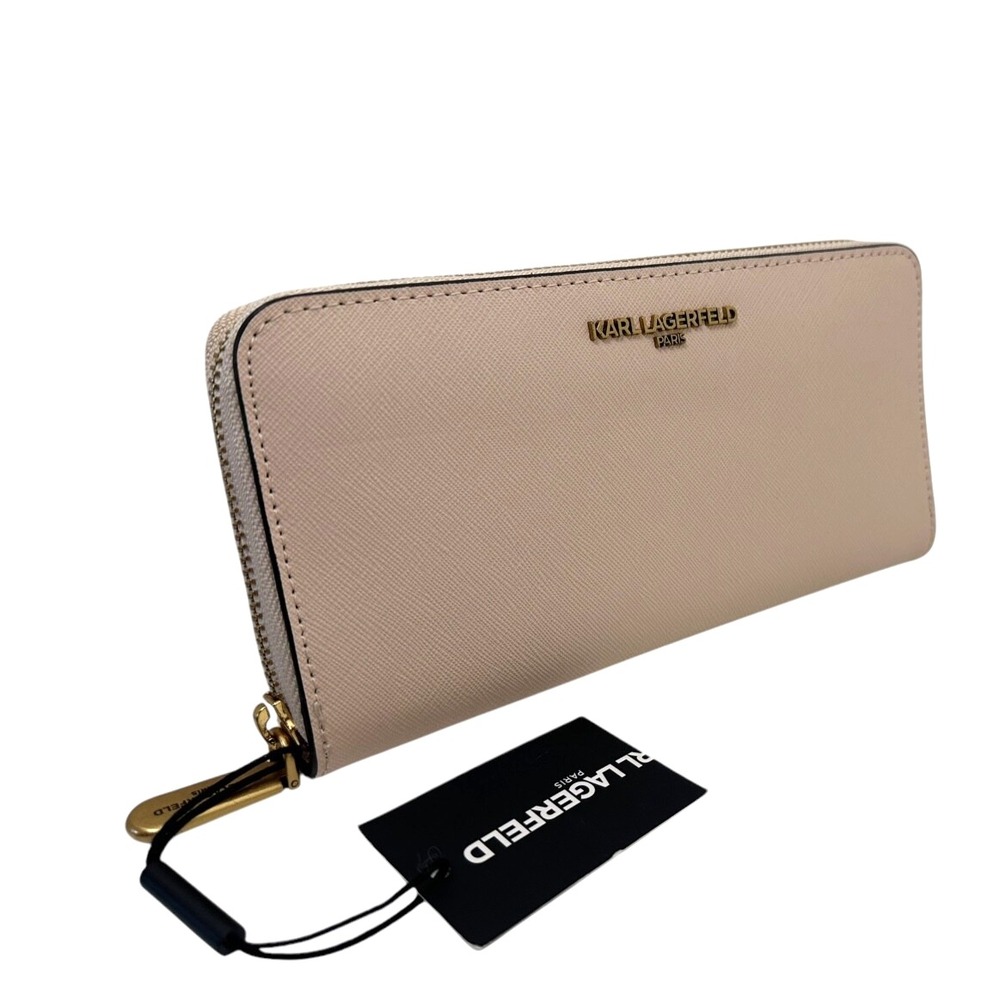 Karl Lagerfeld Large Light Soft/ Pink Leather Zip-around Continental‎ Wallet NWT